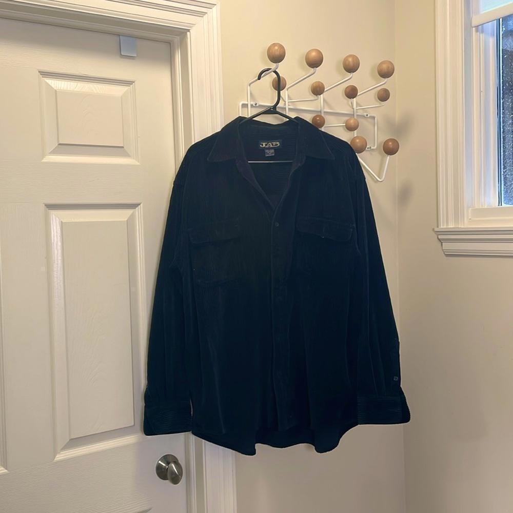 Jab - Oversized Baggy Shacket Corduroy Button Down Shirt Jacket - Black  XL